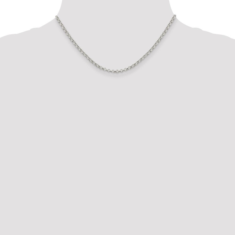 16 Inch Sterling Silver 3mm Semi-Solid Rolo Chain Necklace