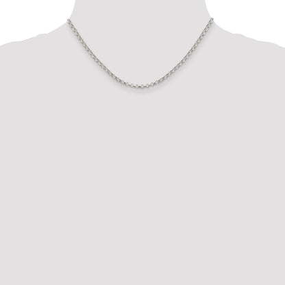 16 Inch Sterling Silver 3mm Semi-Solid Rolo Chain Necklace