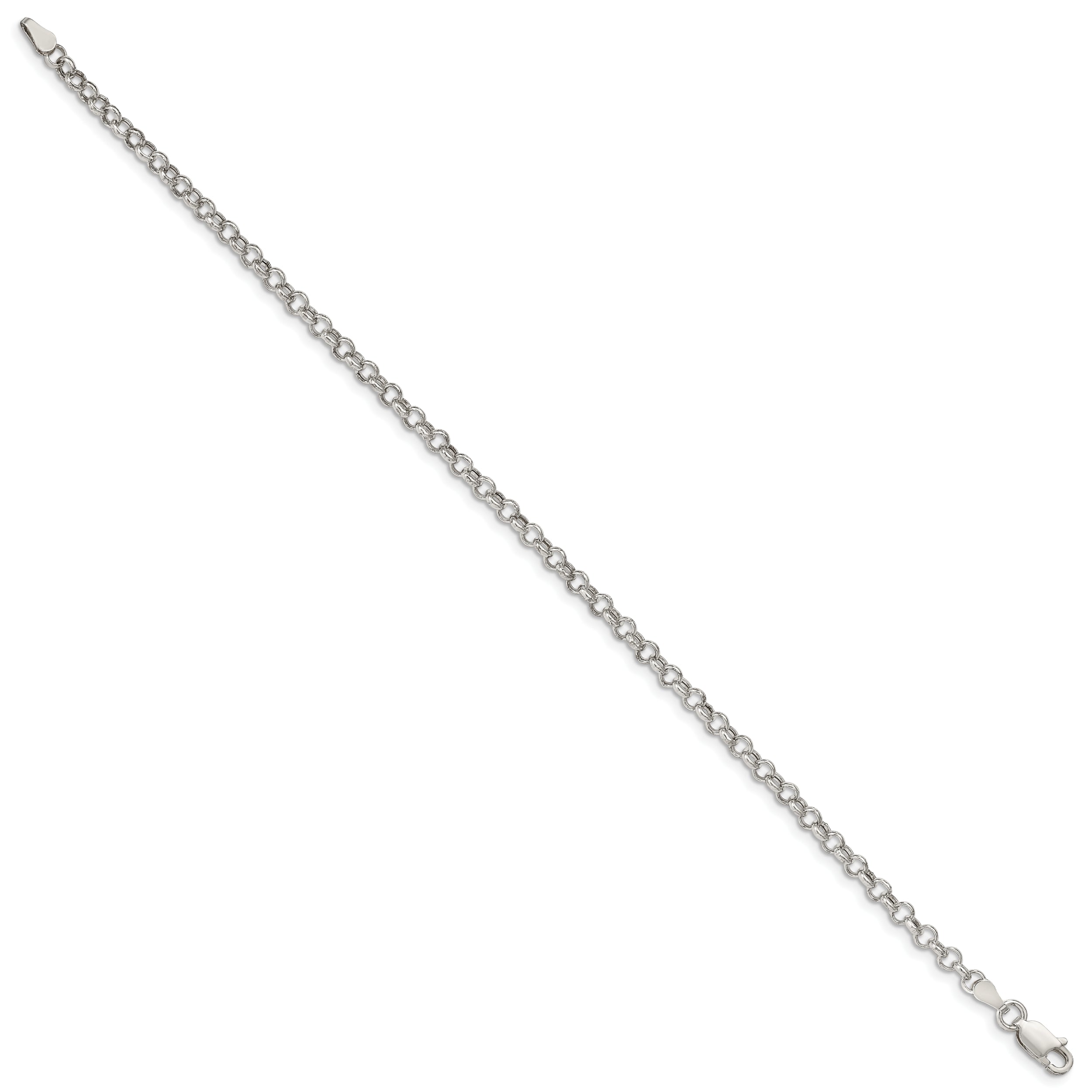 7 Inch Sterling Silver 3mm Semi-Solid Rolo Chain