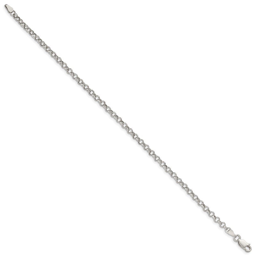 8 Inch Sterling Silver 3mm Semi-Solid Rolo Chain Bracelet
