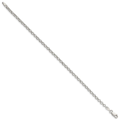 8 Inch Sterling Silver 3mm Semi-Solid Rolo Chain Bracelet
