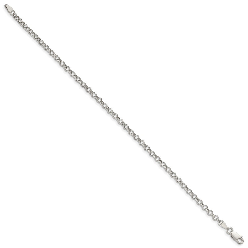 8 Inch Sterling Silver 3mm Semi-Solid Rolo Chain Bracelet