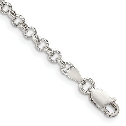 7 Inch Sterling Silver 3mm Semi-Solid Rolo Chain