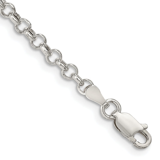 7 Inch Sterling Silver 3mm Semi-Solid Rolo Chain