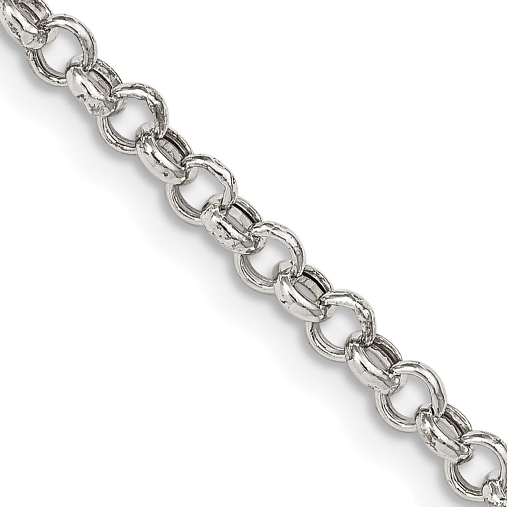 24 Inch Sterling Silver 3mm Semi-Solid Rolo Chain Necklace