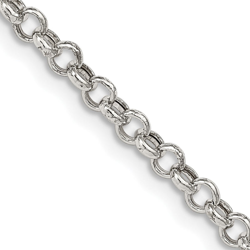 16 Inch Sterling Silver 3mm Semi-Solid Rolo Chain Necklace