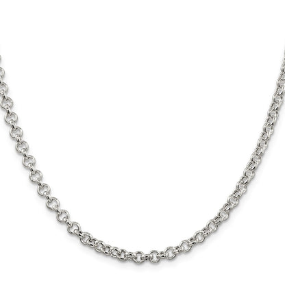 16 Inch Sterling Silver 4.25mm Semi-Solid Rolo Chain Necklace