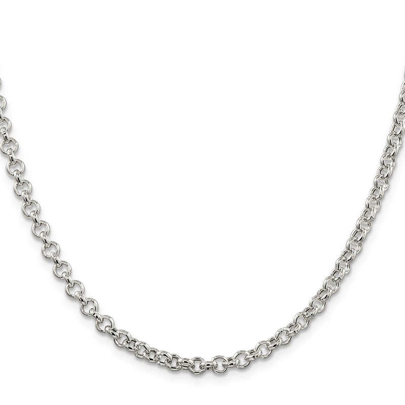 24 Inch Sterling Silver 4.25mm Semi-Solid Rolo Chain Necklace