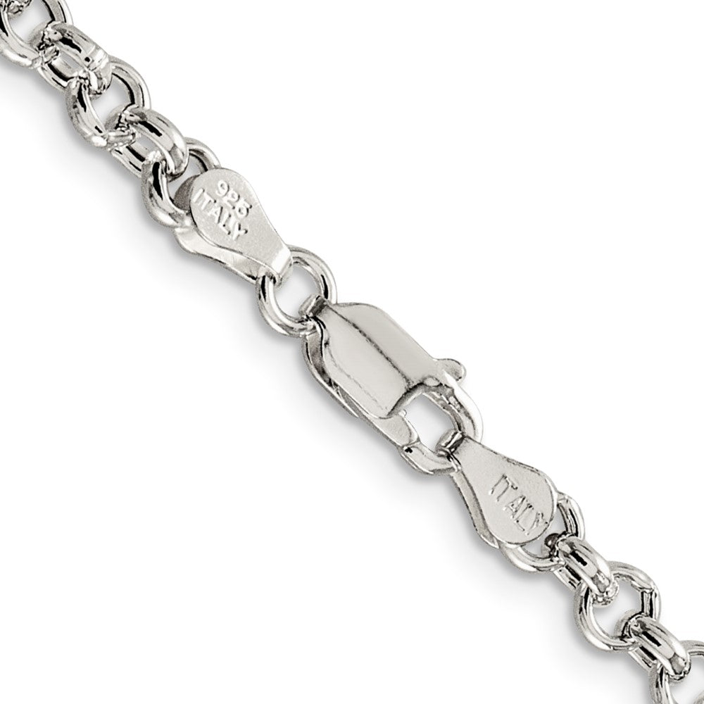 24 Inch Sterling Silver 4.25mm Semi-Solid Rolo Chain Necklace