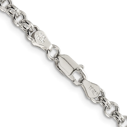 24 Inch Sterling Silver 4.25mm Semi-Solid Rolo Chain Necklace