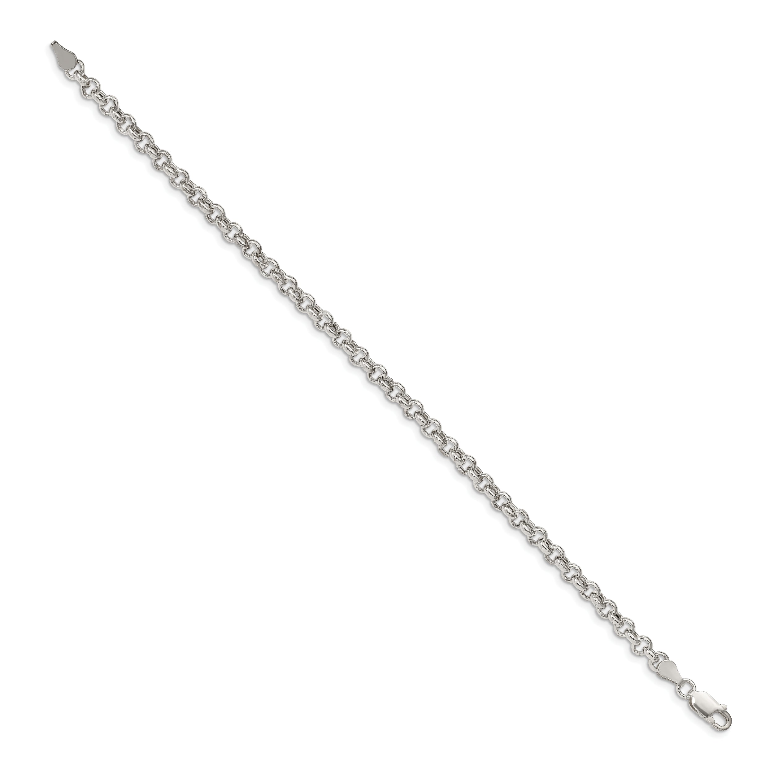 7 Inch Sterling Silver 4.25mm Semi-Solid Rolo Chain