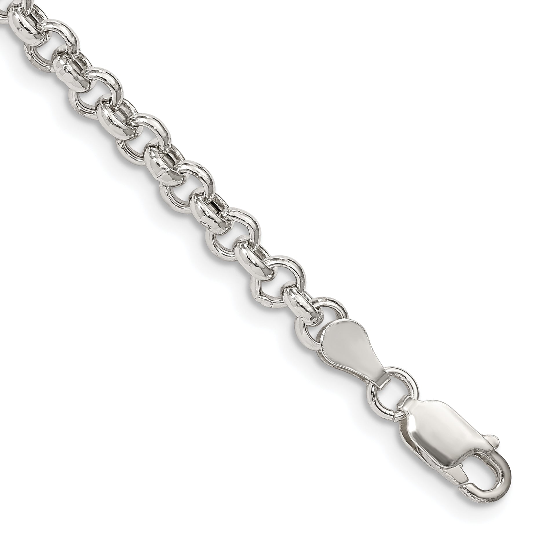 7 Inch Sterling Silver 4.25mm Semi-Solid Rolo Chain