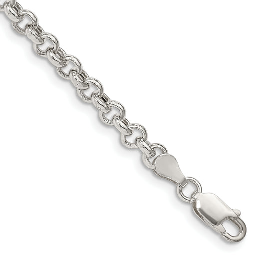7 Inch Sterling Silver 4.25mm Semi-Solid Rolo Chain