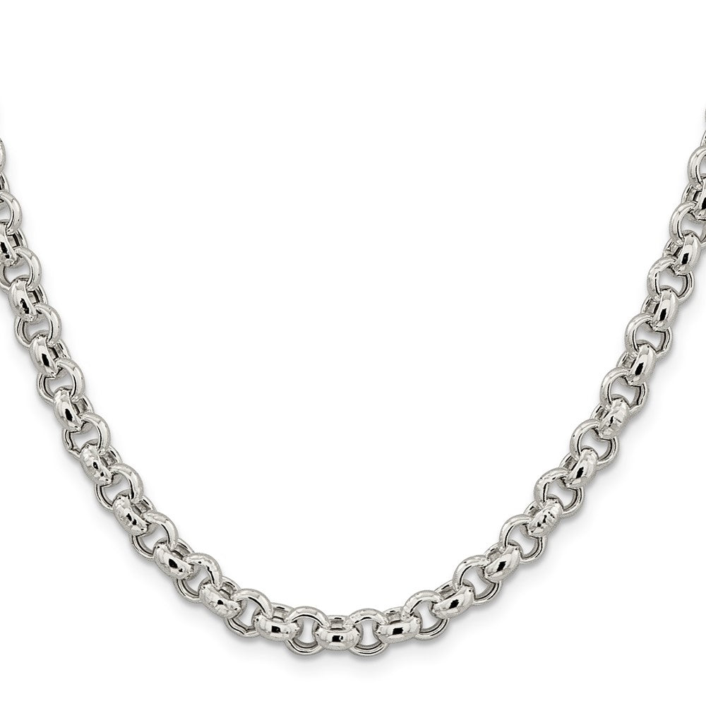 20 Inch Sterling Silver 6.5mm Semi-Solid Rolo Chain Necklace