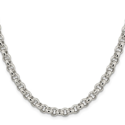 20 Inch Sterling Silver 6.5mm Semi-Solid Rolo Chain Necklace