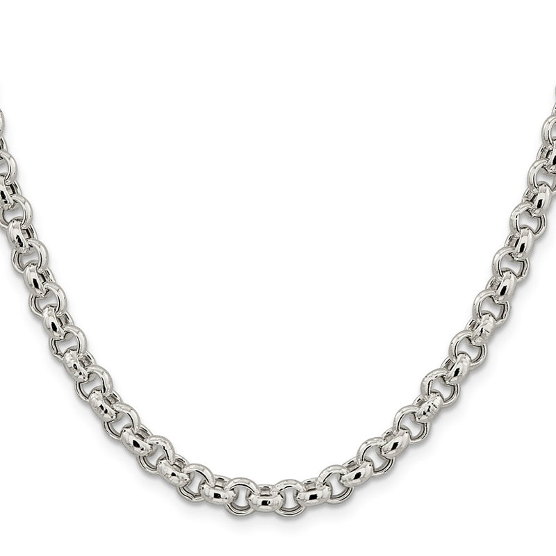 20 Inch Sterling Silver 6.5mm Semi-Solid Rolo Chain Necklace