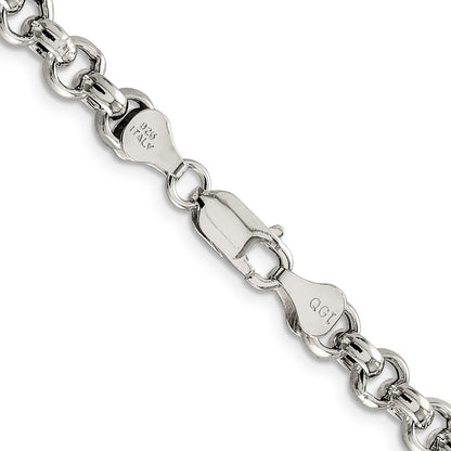20 Inch Sterling Silver 6.5mm Semi-Solid Rolo Chain Necklace
