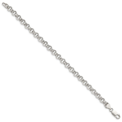 7 Inch Sterling Silver 6.5mm Semi-Solid Rolo Chain