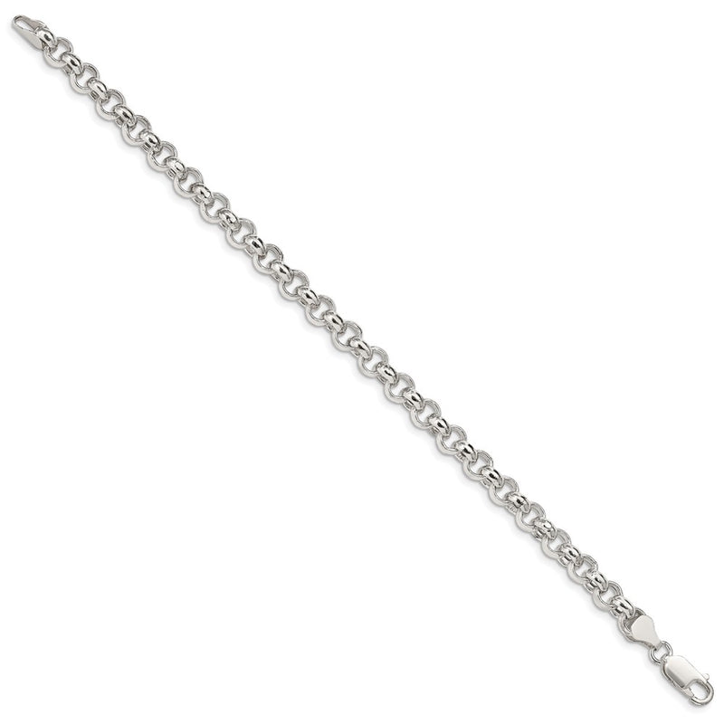 8 Inch Sterling Silver 6.5mm Semi-Solid Rolo Chain Bracelet