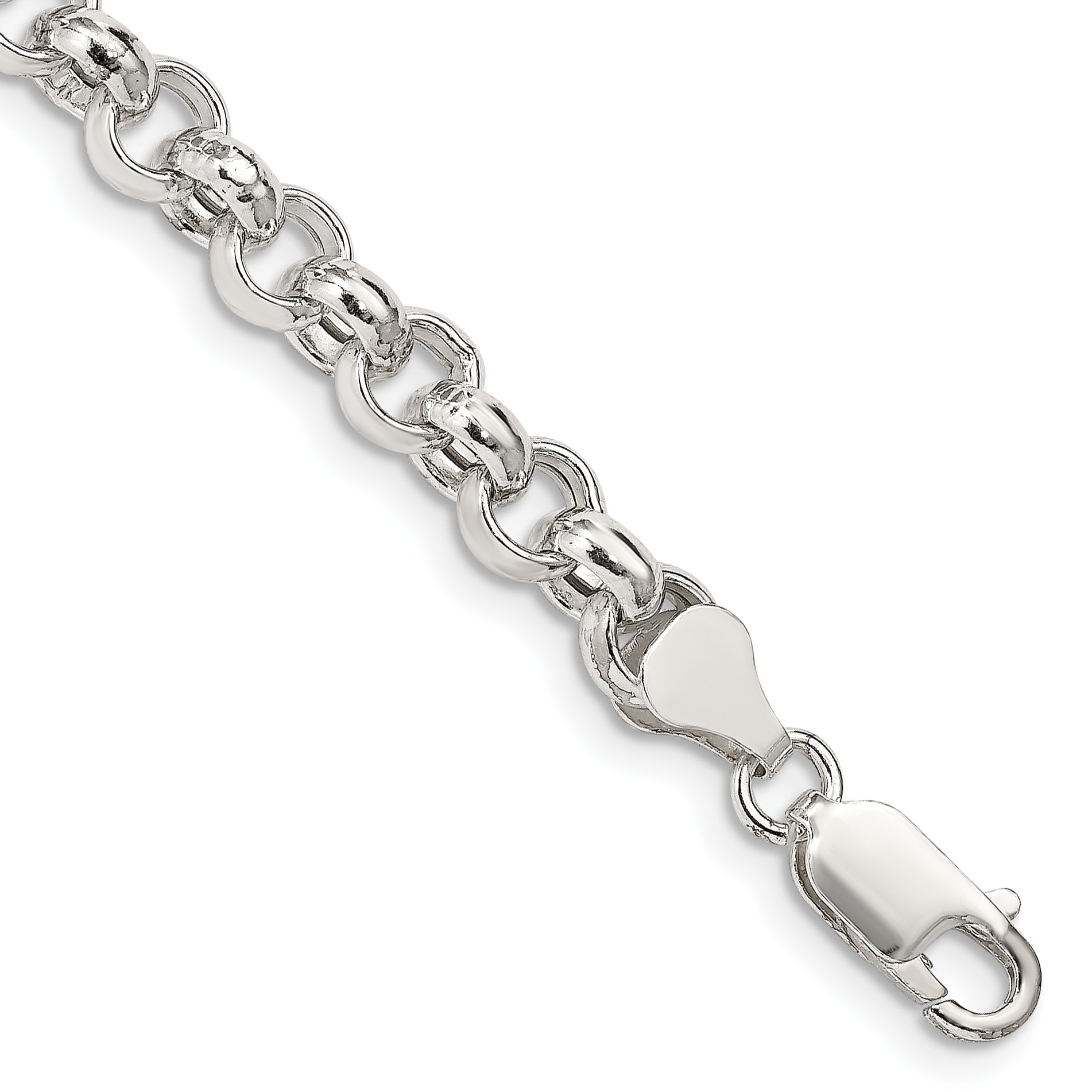 7 Inch Sterling Silver 6.5mm Semi-Solid Rolo Chain