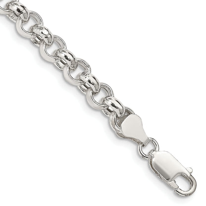 7 Inch Sterling Silver 6.5mm Semi-Solid Rolo Chain