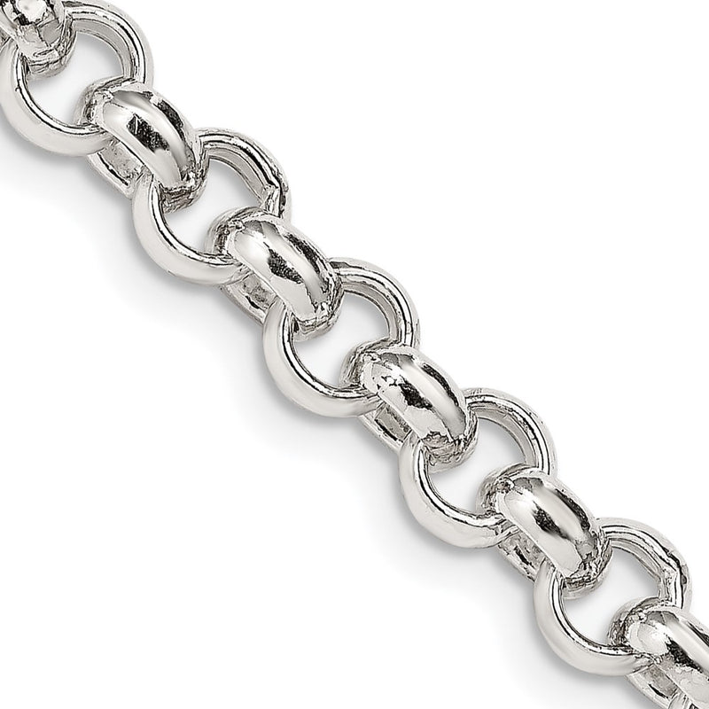 18 Inch Sterling Silver 6.5mm Semi-Solid Rolo Chain Necklace