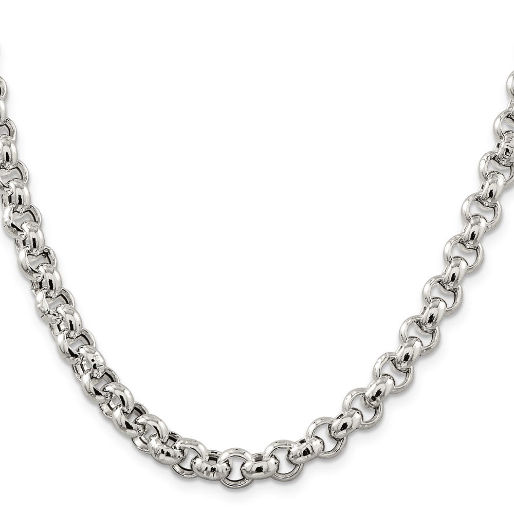 18 Inch Sterling Silver 7.75mm Semi-Solid Rolo Chain Necklace