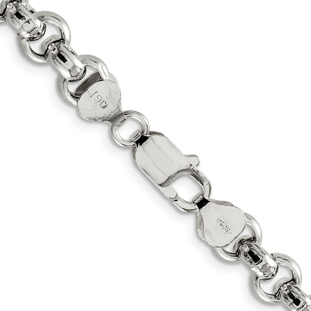 18 Inch Sterling Silver 7.75mm Semi-Solid Rolo Chain Necklace