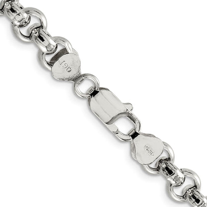 18 Inch Sterling Silver 7.75mm Semi-Solid Rolo Chain Necklace