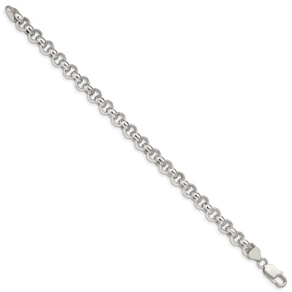 7 Inch Sterling Silver 7.75mm Semi-Solid Rolo Chain