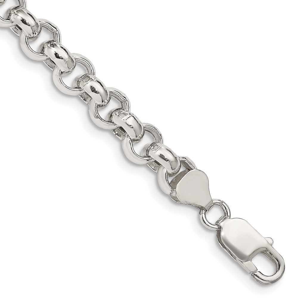 7 Inch Sterling Silver 7.75mm Semi-Solid Rolo Chain Bracelet
