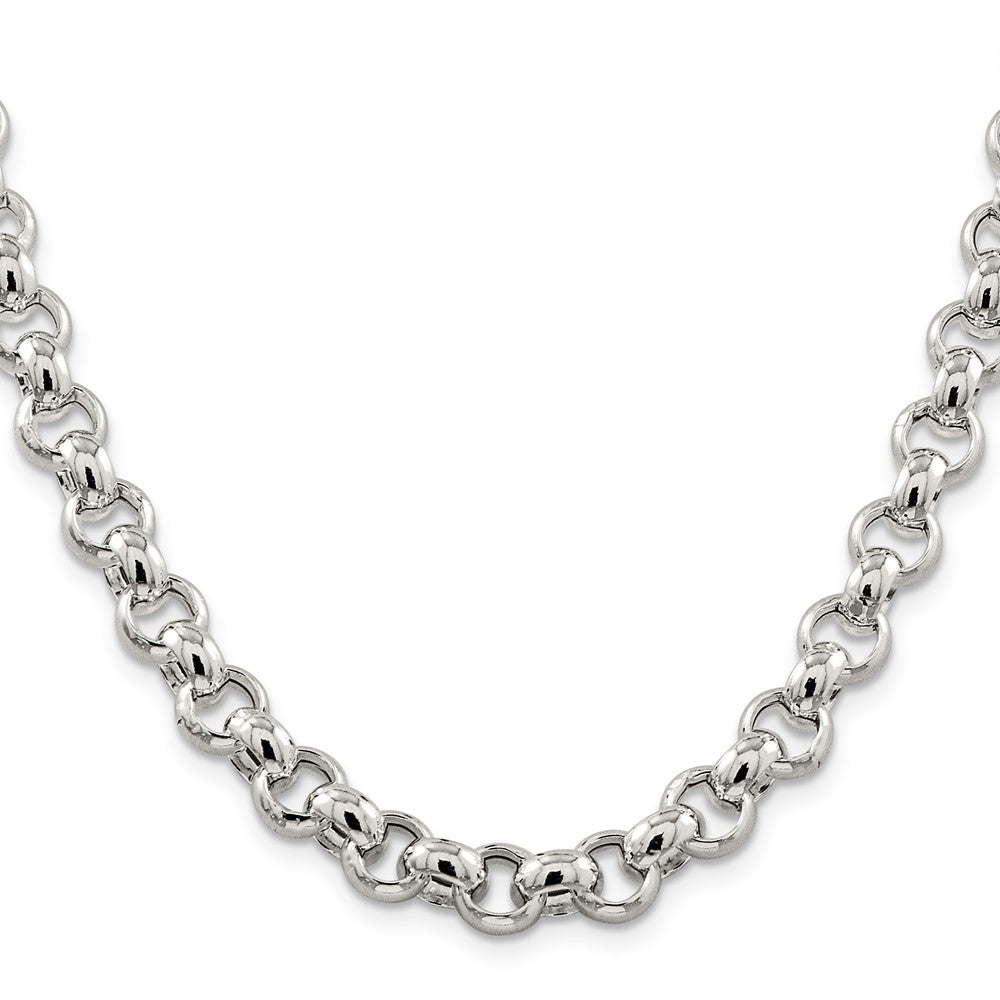 20 Inch Sterling Silver 9.5mm Semi-Solid Rolo Chain Necklace