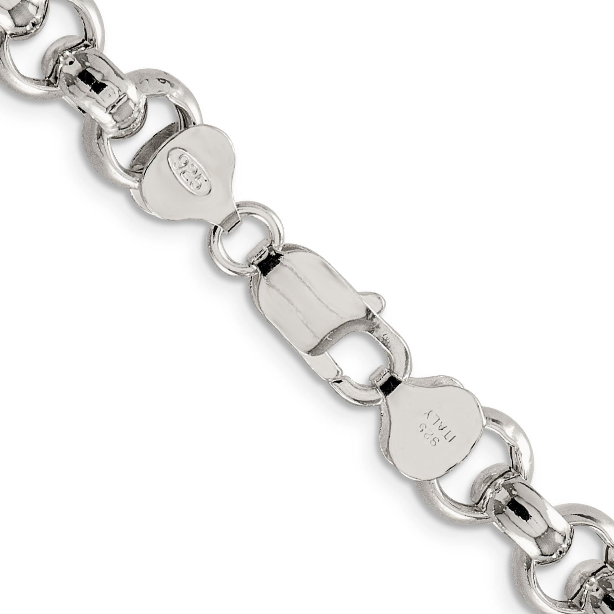 18 Inch Sterling Silver 9.5mm Semi-Solid Rolo Chain Necklace