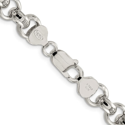 20 Inch Sterling Silver 9.5mm Semi-Solid Rolo Chain Necklace
