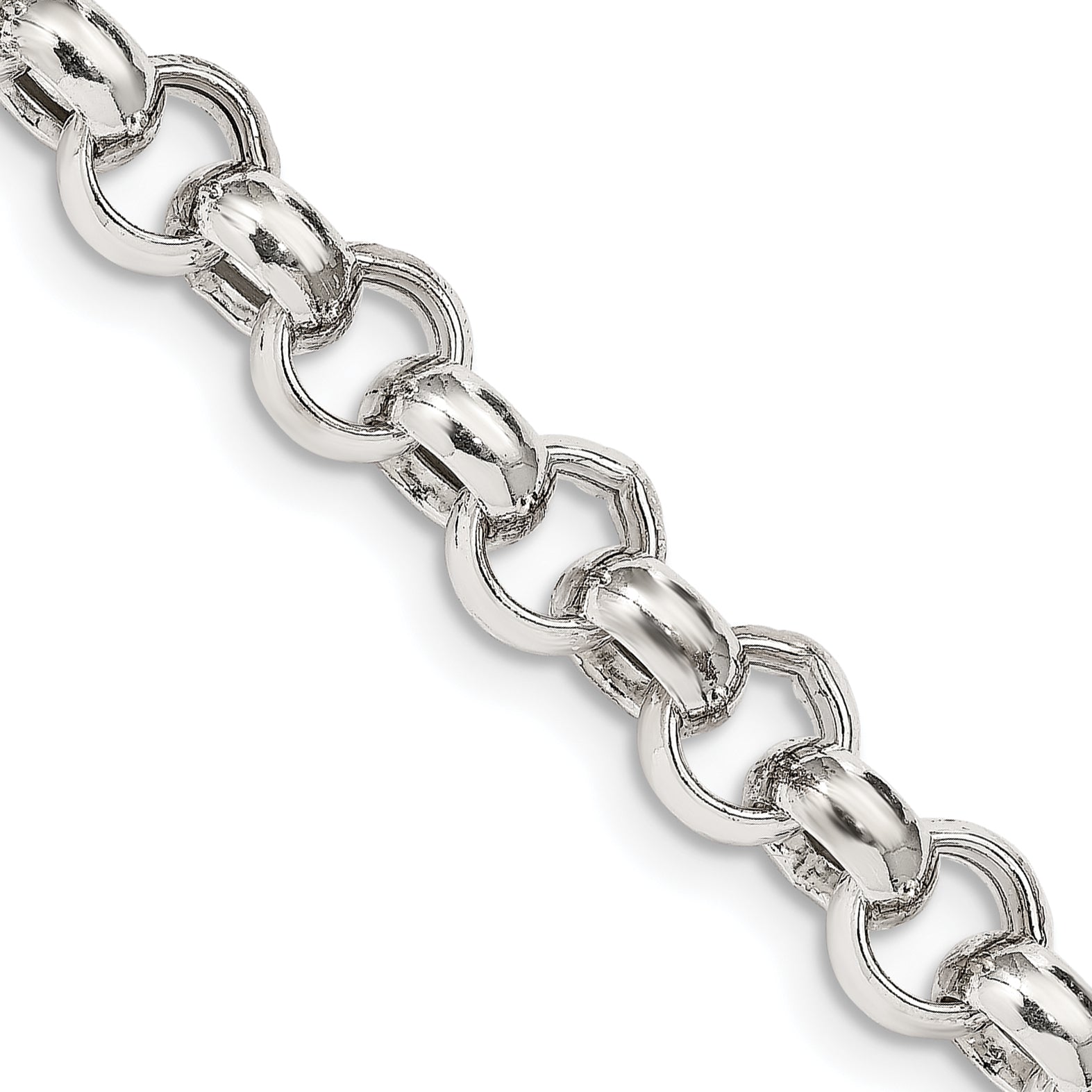 18 Inch Sterling Silver 9.5mm Semi-Solid Rolo Chain Necklace