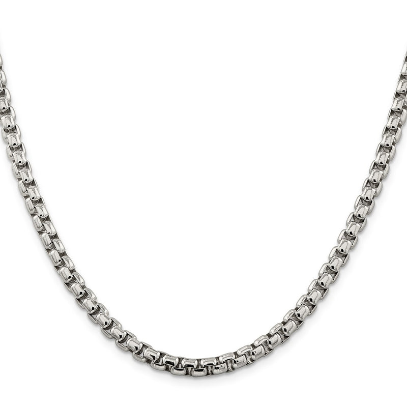 26 Inch Sterling Silver 5.2mm Round Box Chain Necklace