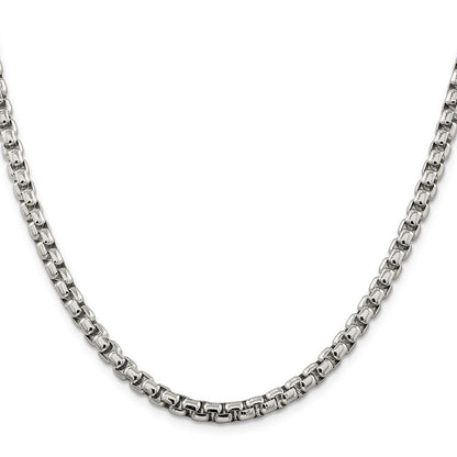 18 Inch Sterling Silver 5.2mm Round Box Chain Necklace