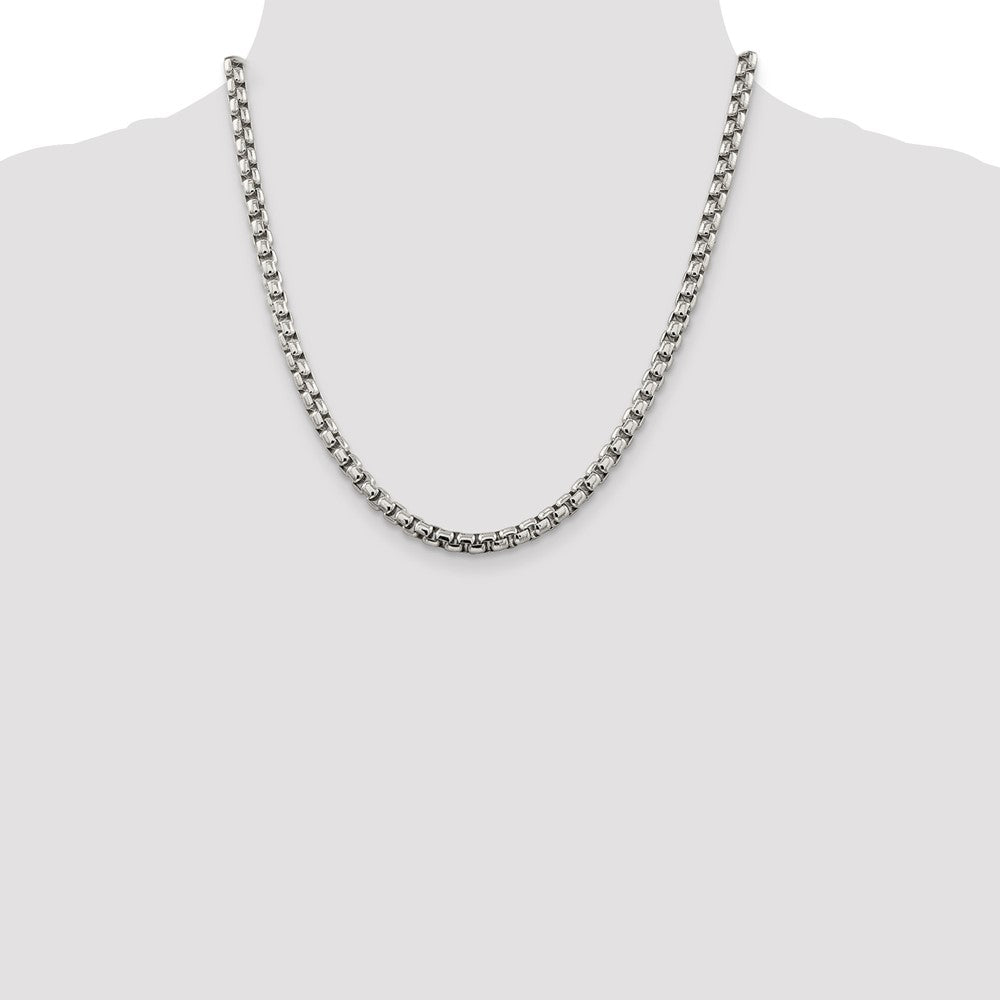 20 Inch Sterling Silver 5.2mm Round Box Chain Necklace