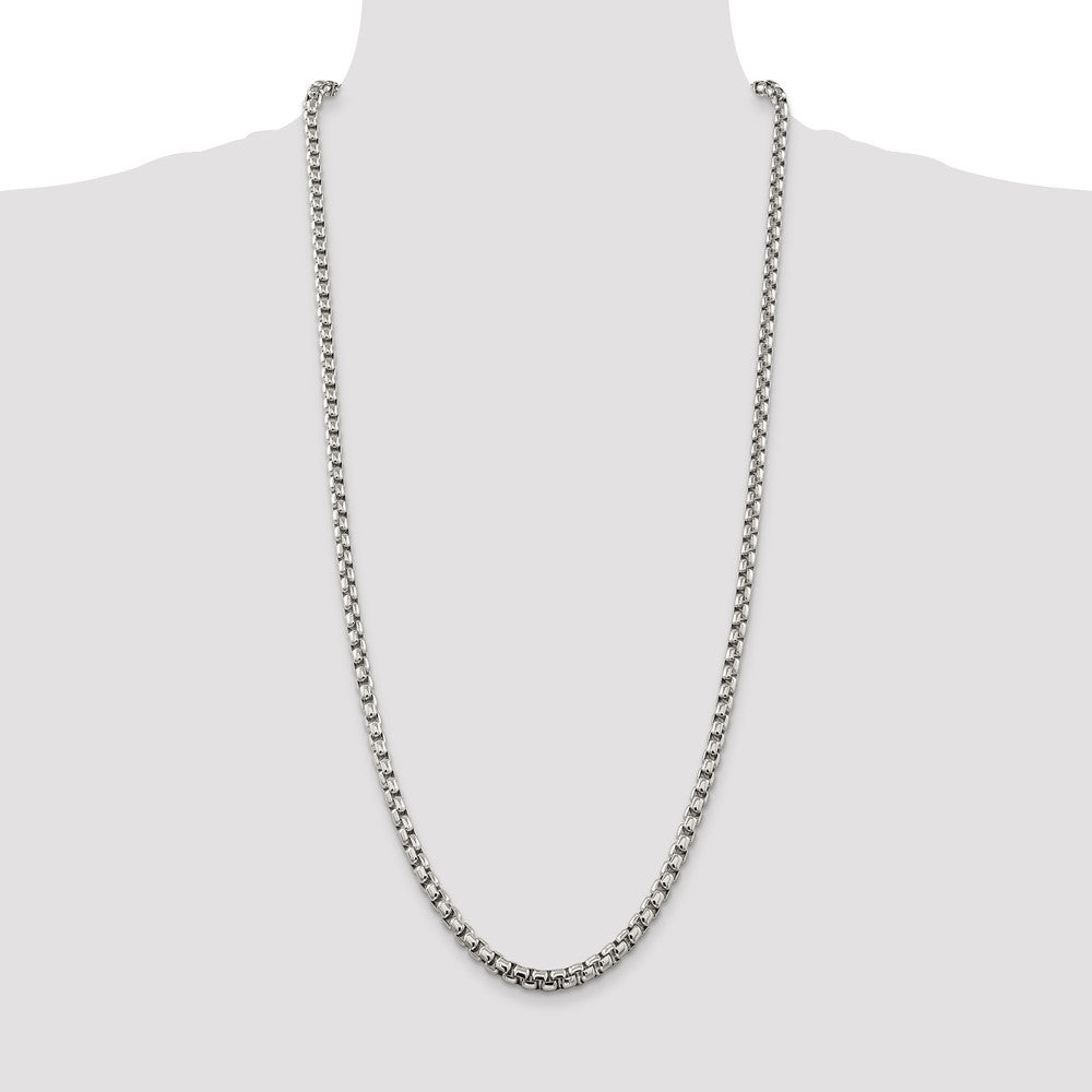 30 Inch Sterling Silver 5.2mm Round Box Chain Necklace