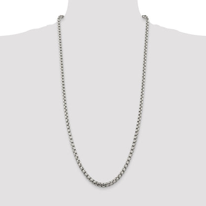30 Inch Sterling Silver 5.2mm Round Box Chain Necklace