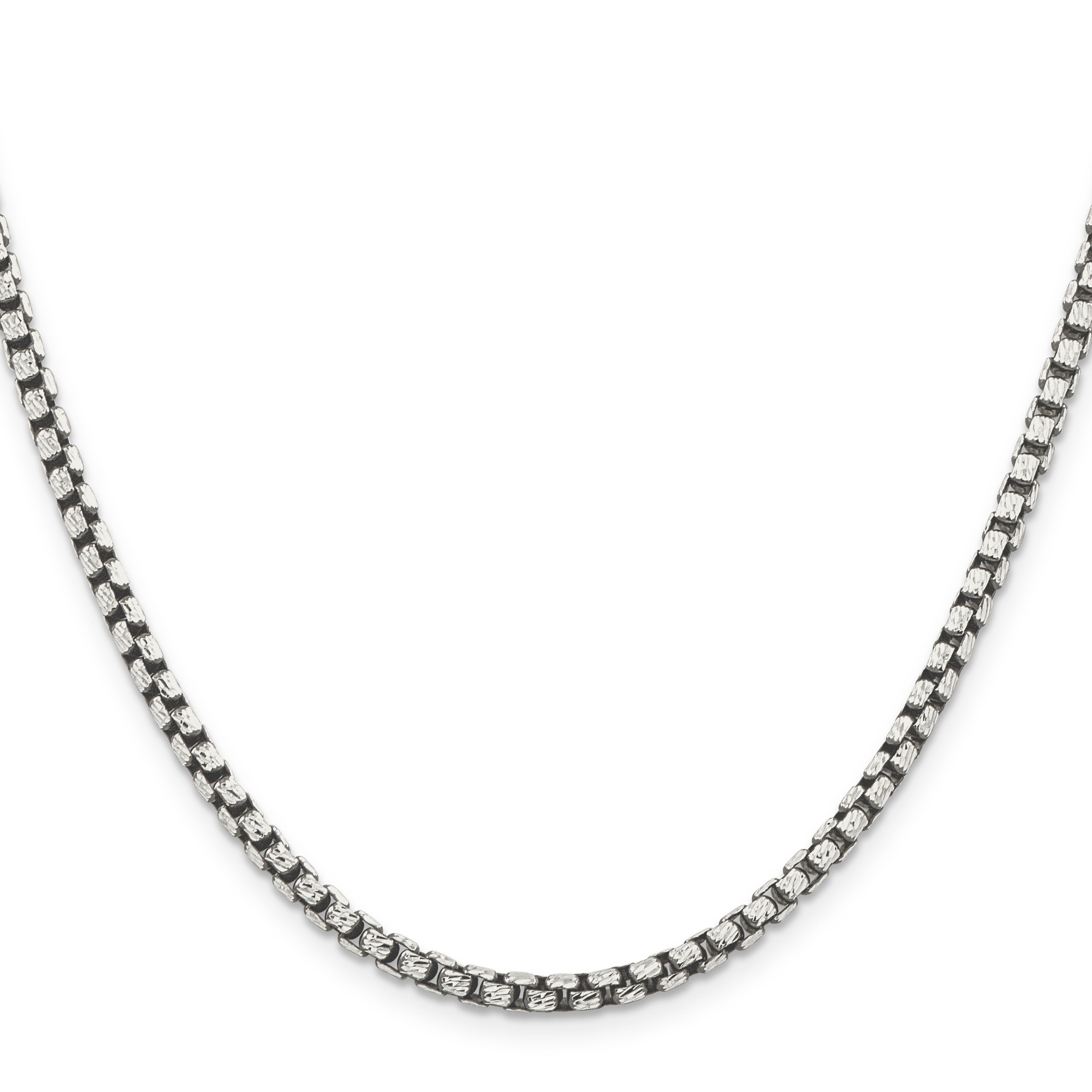 26 Inch Sterling Silver Antiqued 3.5mm D/C Round Box Chain