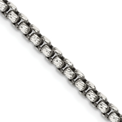 26 Inch Sterling Silver Antiqued 3.5mm D/C Round Box Chain