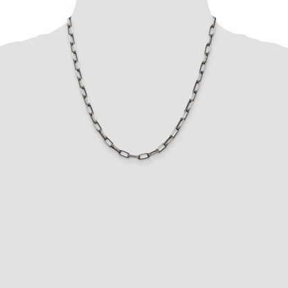 20 Inch Sterling Silver Antiqued 4.8mm Elongated Open Link Chain