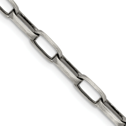 20 Inch Sterling Silver Antiqued 4.8mm Elongated Open Link Chain