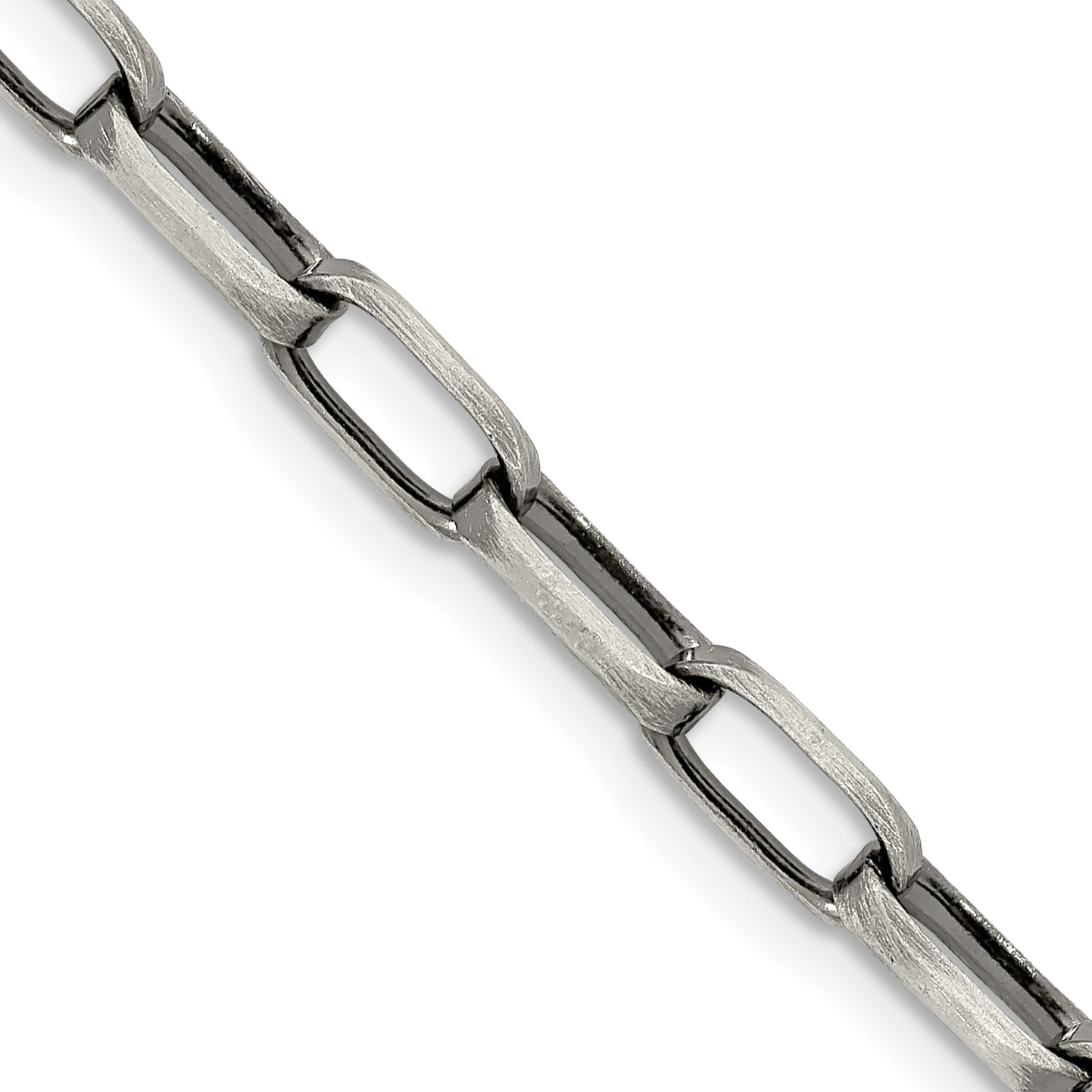 22 Inch Sterling Silver Antiqued 4.8mm Elongated Open Link Chain Necklace