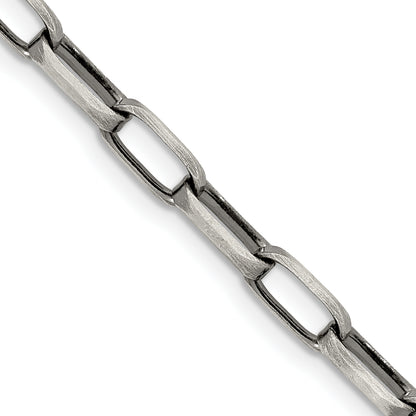 22 Inch Sterling Silver Antiqued 4.8mm Elongated Open Link Chain Necklace