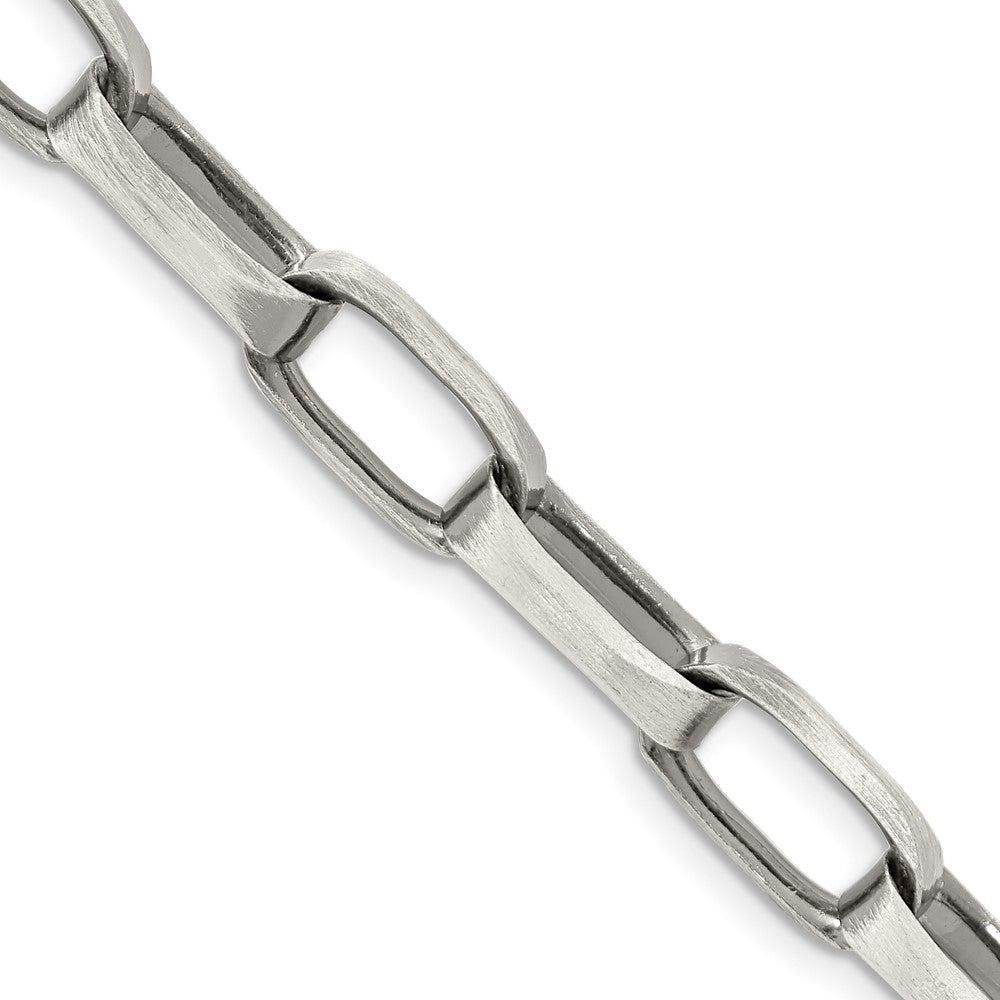 24 Inch Sterling Silver Antiqued 8mm Elongated Open Link Chain Necklace