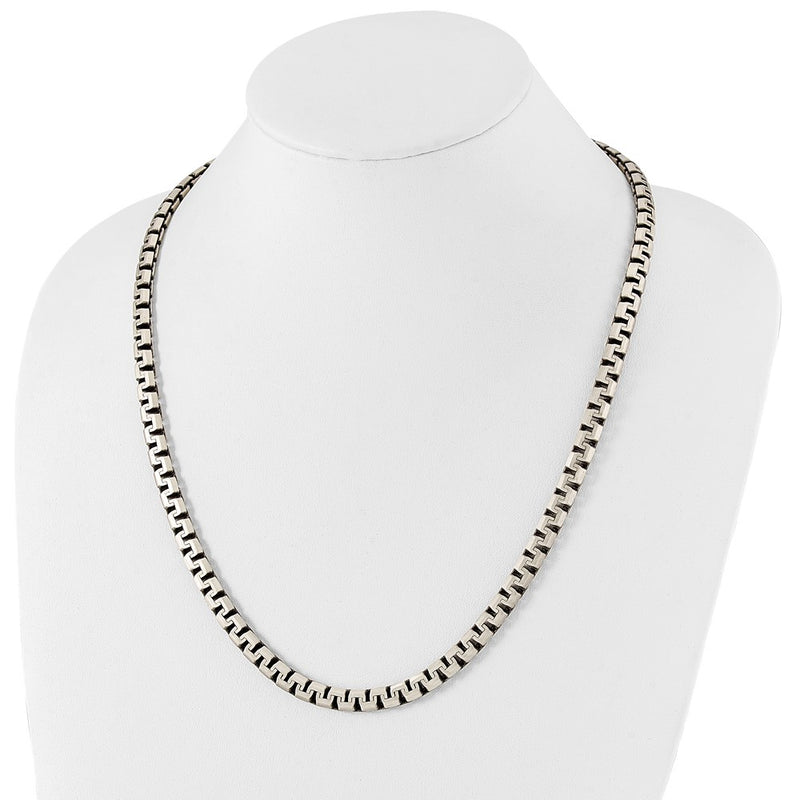 22 Inch Sterling Silver Fancy Antiqued & Brushed Chain Necklace