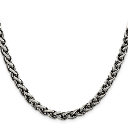 22 Inch Sterling Silver Antiqued 6mm Round Spiga Chain Necklace