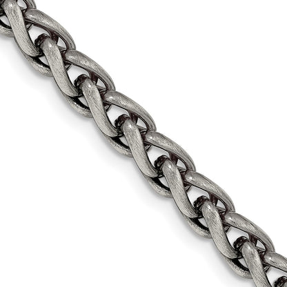 26 Inch Sterling Silver Antiqued 6mm Round Spiga Chain Necklace